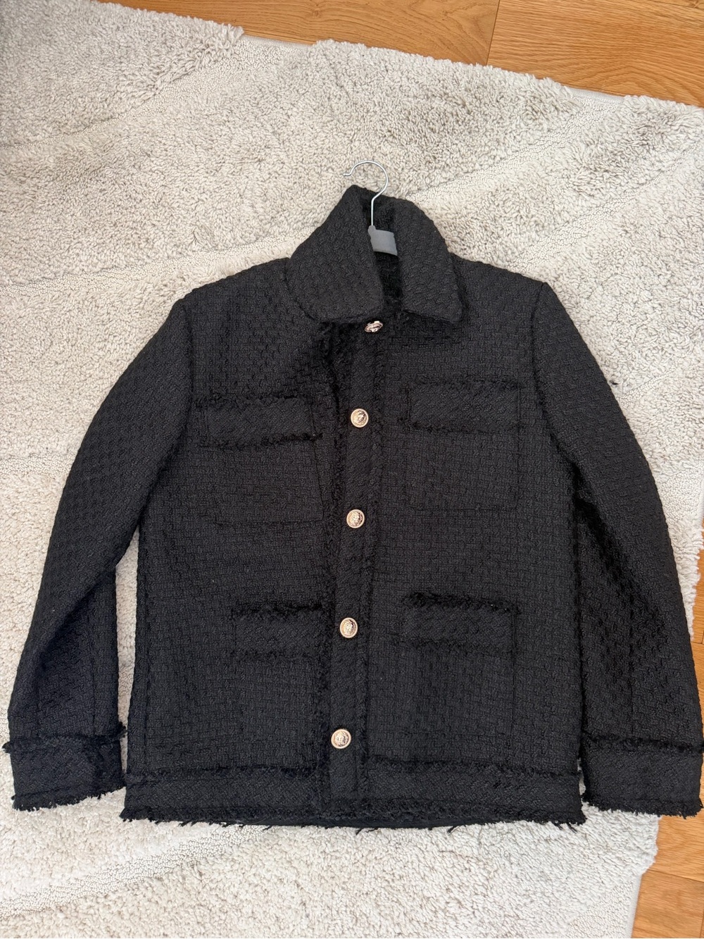 Aqua Black Textured Button-Front Jacket